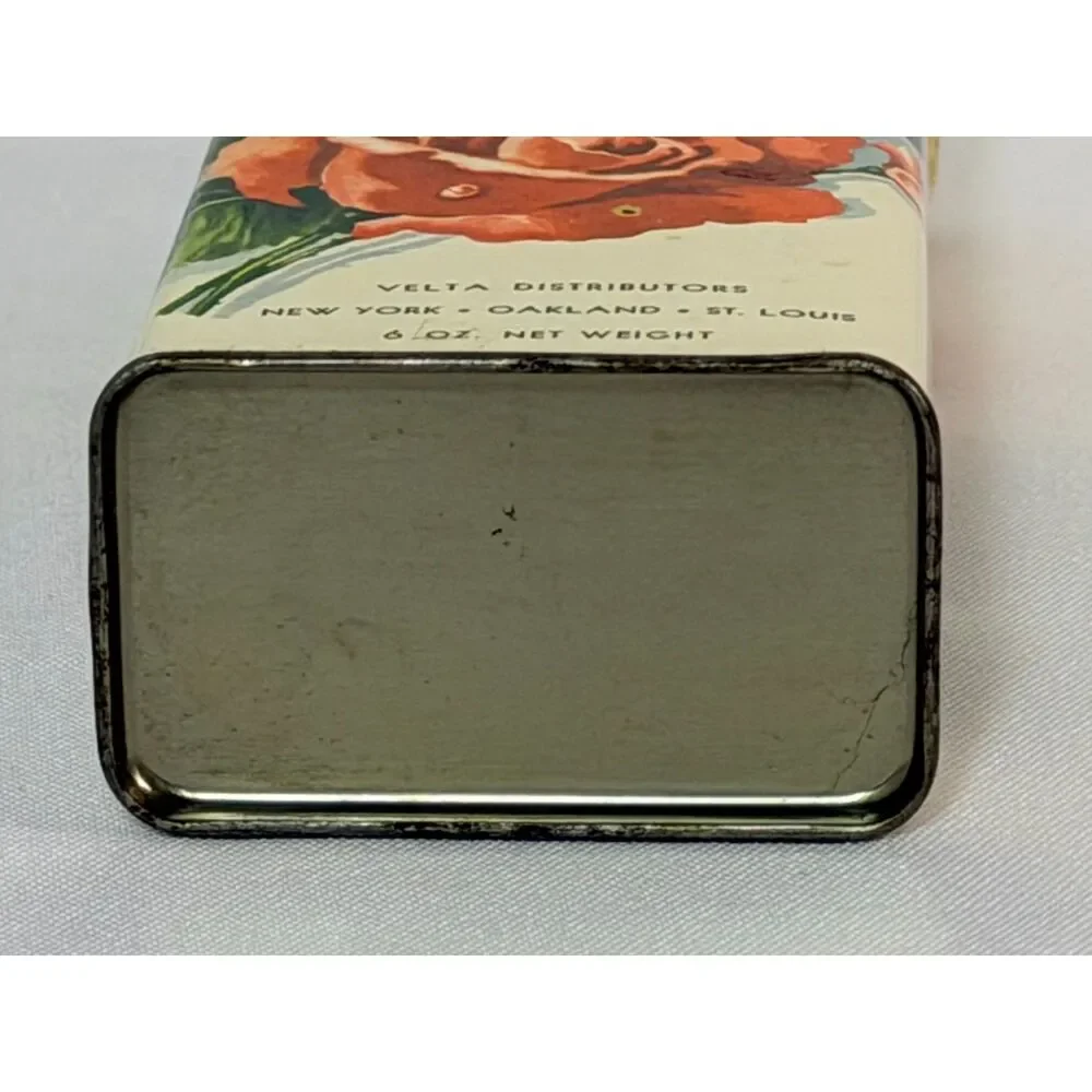VTG Rose Bouquet Talc Metal Canister with Lid Roses Floral Boudoir 1940s 1950s